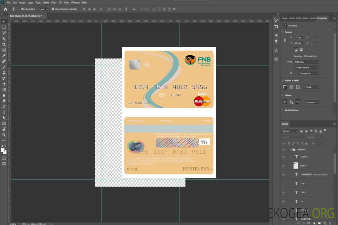 Carte Mastercard de la première banque nationale du Botswana template Carte Mastercard de la première banque nationale du Botswana template